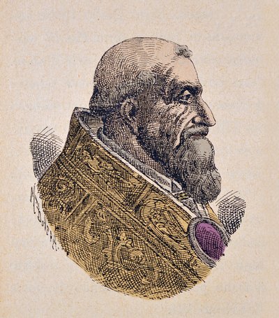 Portrait of the Pope Urban VII (1590), 1898 (engraving with later colouration) by Italian School
